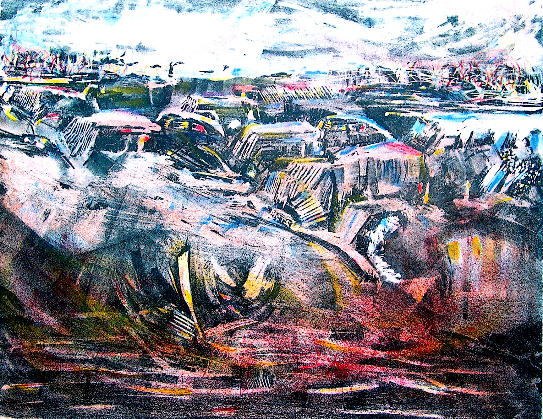 Taşbaskı 'Arabalar II' 40x60cm 1996